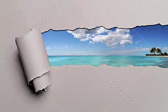 Torn Paper With Caribbean background
