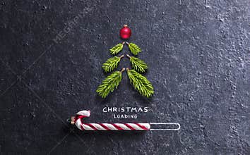 Christmas Card - Loading Concept - Tree And Candy Canes