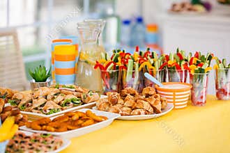 Birthday food on plates for children