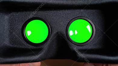 Putting on VR glasses Virtual Reality point of view