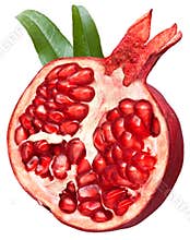 Halved pomegranate fruit