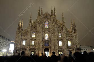 Milan Cathedral illuminated from the inside
