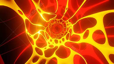 Abstract 3D yellow mesh blur light on red laser power energy zoom speed technology futuristic animation video