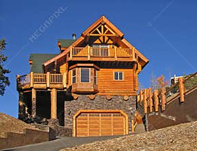 Log Cabin Home Exterior with Warm Fireplace ~ Perfect Vacation