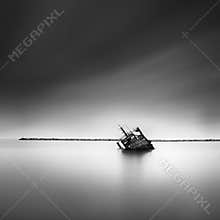 Long exposure image of the Shipwreck Poseidon in Athens