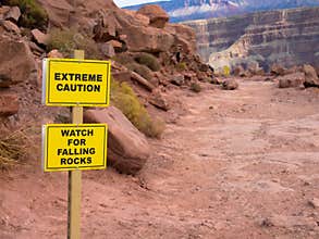 Sign, watch for falling rocks, Grand Canyon