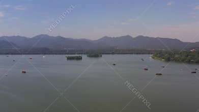 Aerial China Hangzhou West Lake September 2019 Sunny Day 4K Mavic Pro