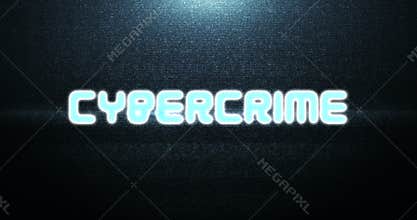 Vintage cybercrime text title on tv screen noise background, with multi glitch effect, old technology computer