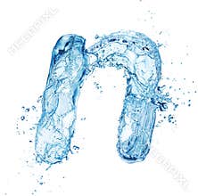 Water splash letter n italic type