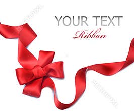 Red satin gift Bow. Ribbon