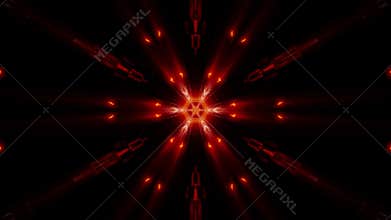 Seamless looped 3D rendering animation of an abstract orange glow kaleidoscope