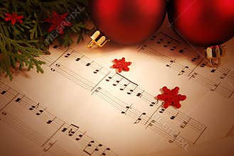 Christmas background with sheet music