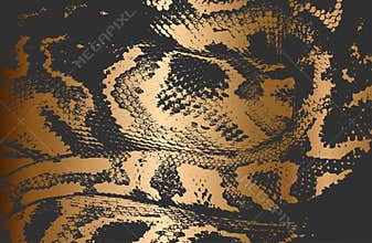 Distressed overlay texture of crocodile or snake skin leather, on golden grunge background