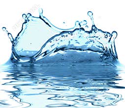 Sparks of blue water on a white background