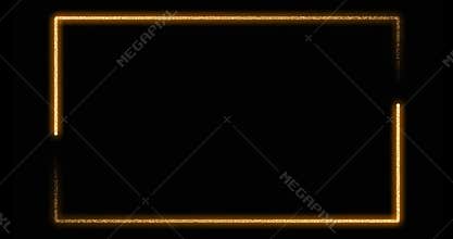 Gold border background from neon glowing lines - video animation