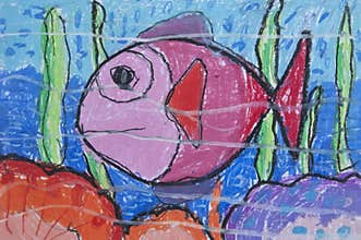 Fish sea as free hand drawing