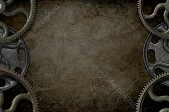 Steampunk Gears Border Background
