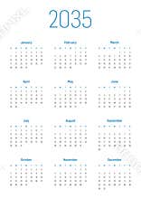 Annual calendar for 2035