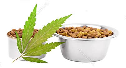 Terpene contains in hemp to add oil to the CBD. Highly purified, almost pure CBD product, distillate. Dog treats and cannabis