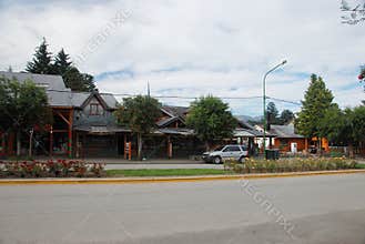Street in Villa La Angostura Town in south Argentina