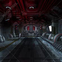 Inside a futuristic scifi spaceship 3D