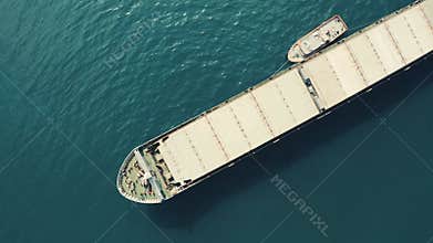 Cargo ship, bulk carrier. Top view