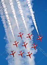 Flight of the red arrows royal air force aerobatic display team aeroplanes planes jets sky hawk airshow aircraft