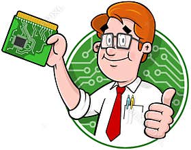 Cartoon computer support logo