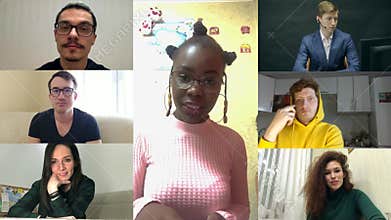 Online meeting demonstrated on a multiuser screen