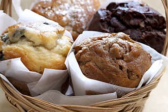 Fresh Baked Muffins In Basket