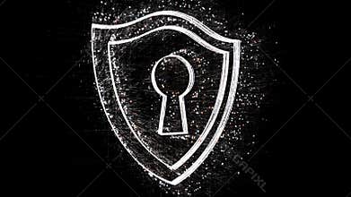 4k Security lock shield protection data encryption,Matrix binary computer code.