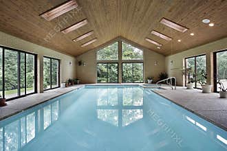 Indoor pool with skylights
