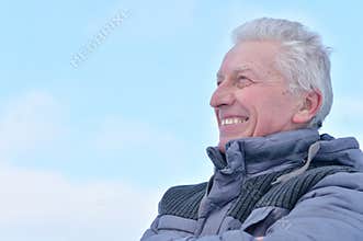 Close up portrait of smiling mature man portrait close up