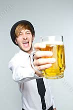 Young man with beer