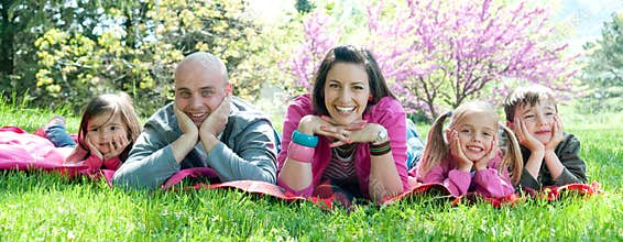 Happy family in nature