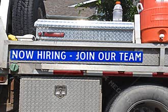 Truck sign advertising for workers