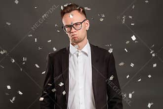 Disappointed birthday guy boring party confetti