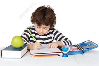 Adorable child studying