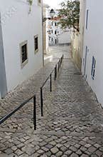 Cobblestoned Street in Albufeira, Portugal