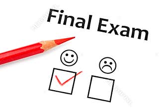 Red pencil and test result on white, Education con