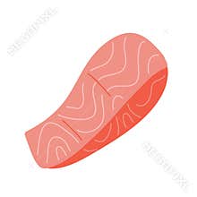 Salmon fillet, hand drawn doodle, uncooked redfish, hand drawn illustration isolated, fresh raw fish, vector art on