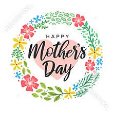 Happy Mothers Day Greetings Flower Heart Cute Card
