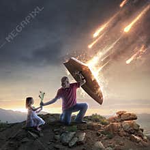 Father protecting his child