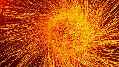 Particles asymmetrical branching fractal network, nerves, neurons , blood vessels, capillaries growing 3d render