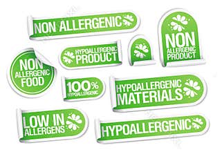 Non allergenic products and hypoallergenic materials stickers set