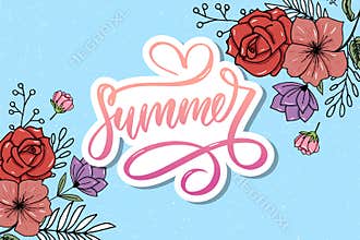 Vector word sale .Letters made of flowers and leaves Summer sale Holiday Flyer Banner Poster Summer sales