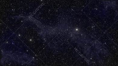 Space travel infinite loop with a blue nebula and stars background