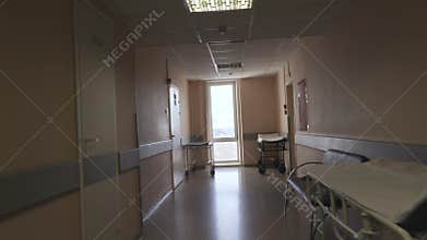 Passage along the hospital corridor. first-person view. POV video