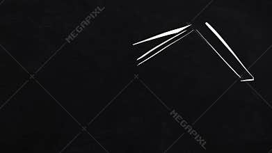 Modern house sketch - self-drawing lines on black