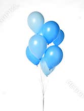 Bunch of big blue balloons object for birthday party isolated on a white